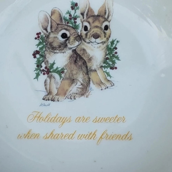 Rabbits Porcelain jewelry or knick knack dish - Picture 2 of 5